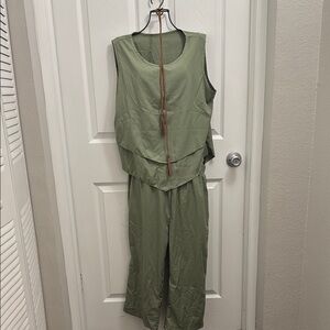 Olive Green Sleeveless Jumpsuit
